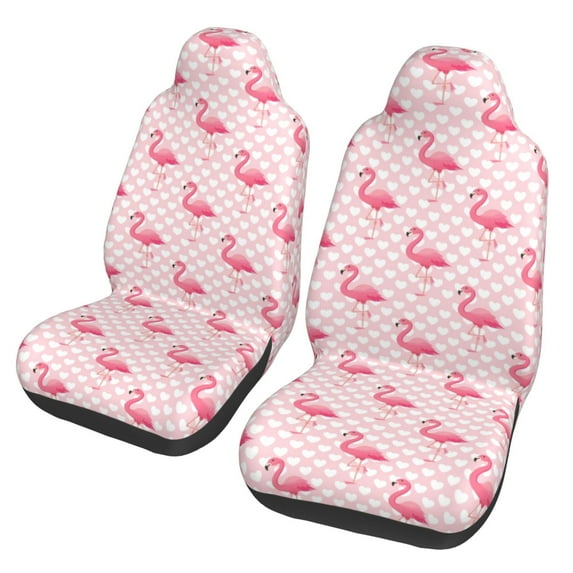 Sikiie Cute Flamingo with Heart Car Seat Protector 2 Pack Car Seat Cushion Mat, Car Seat Covers for SUV, Truck, Van