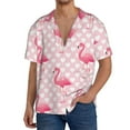 thumbnail image 1 of Sikiie Cute Flamingo with Heart Men's Wrinkle Free Untucked Cuban Shirt Business Casual Button Down Shirts Short Sleeve ShirtXX-Large, 1 of 5