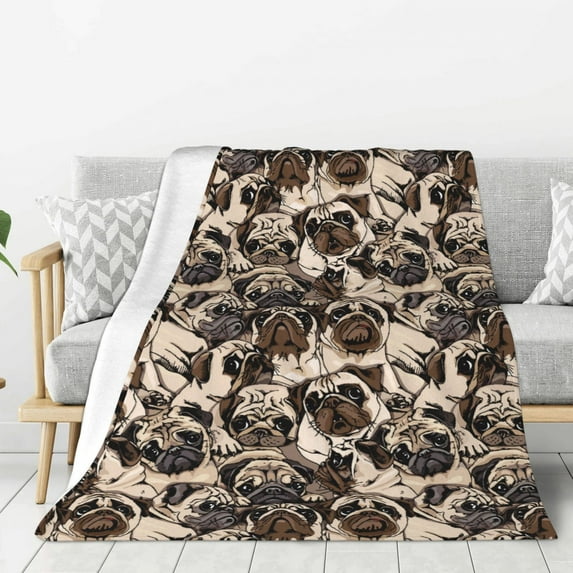 Sikiie Cute French Bulldog Cozy Flannel Fleece Throw Blanket: Lightweight & Thick for All Seasons - Perfect for Women, Men, & Kids"50"x40"