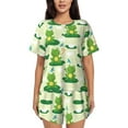 thumbnail image 1 of Sikiie Cute Frog1 Womens Pajama Sets Short Sleeve Top With Pants Sleepwear 2 Piece Lounge Set-3X-Large, 1 of 6