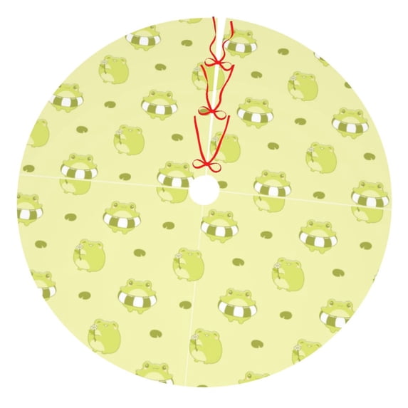 Sikiie Cute Frog3 30-48 inches {designName} Print Christmas Tree Skirt Snowman Xmas Tree Skirt with Edge Christmas Decorations for Holiday Party36"