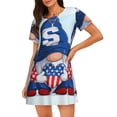 thumbnail image 1 of Sikiie Cute Gnomes in USA Print Women's Short-sleeved Nightdress, Round Neck Pullover Nightdress Pajamas Summer Home Wear, 1 of 6