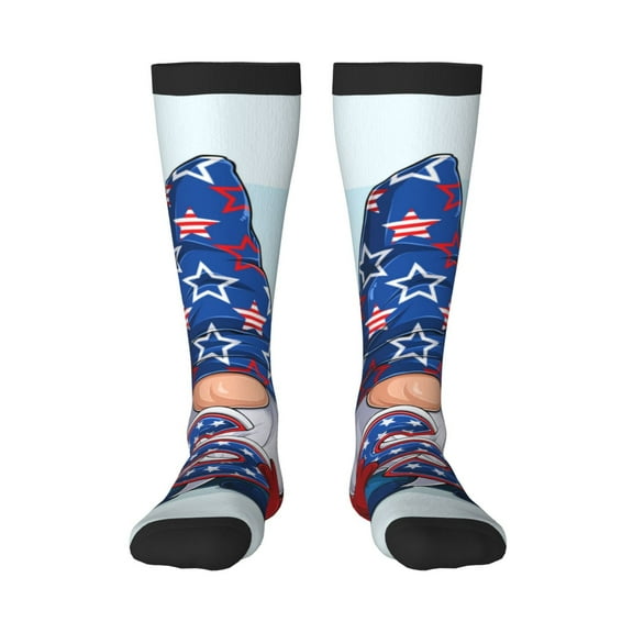 Sikiie Cute Gnomes in USA1 Knee Socks, High Socks Long Stretchy Sock Women Knee High Stocking, Long Socks for Women
