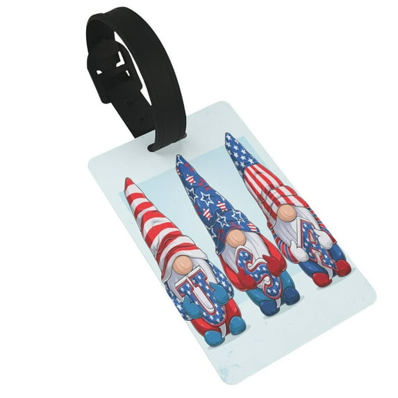 Sikiie Cute Gnomes in USA1 Luggage Tags Privacy Cover ID Label Suitcase Tags Identifiers For School Bags,Suitcases