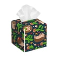 thumbnail image 1 of Sikiie Cute Hedgehogs Cactus Blue Leather Tissue Box Cover Square, tissue box holder, Tissue Box with Bottom Belt-5.2”x5.2”x5.2”, 1 of 7