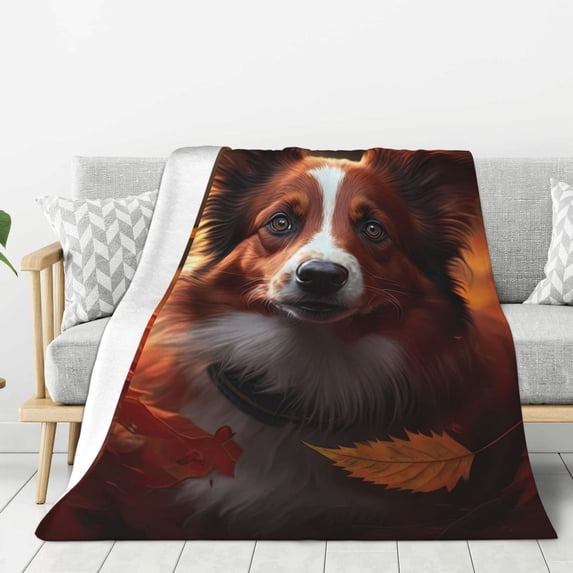 Sikiie Cute Maple Leaf Puppy Cozy Flannel Fleece Throw Blanket: Lightweight & Thick for All Seasons - Perfect for Women, Men, & Kids"80"x60"