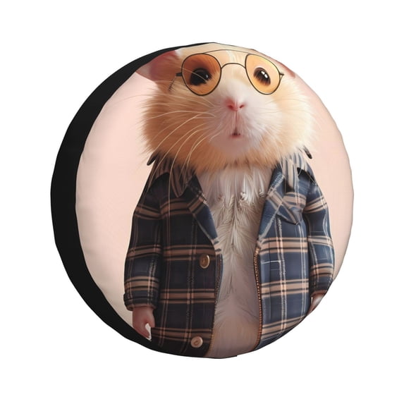 Sikiie Cute Mouse In Glasses PVC Leather Spare Tire Wheel Cover Spare Tire Cover, for Car Truck SUV Camper Trailer Universal Fit(14-17in)-15 inch