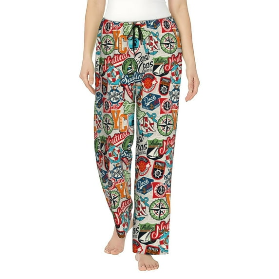 Sikiie Cute Nautical Women’s Ultra-Soft Comfy Lounge Pants Sleepwear Comfy Lounge Pants Drawstring Sleep Bottoms with PocketsMedium