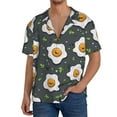 thumbnail image 1 of Sikiie Cute Poached Eggs Men's Wrinkle Free Untucked Cuban Shirt Business Casual Button Down Shirts Short Sleeve ShirtLarge, 1 of 5