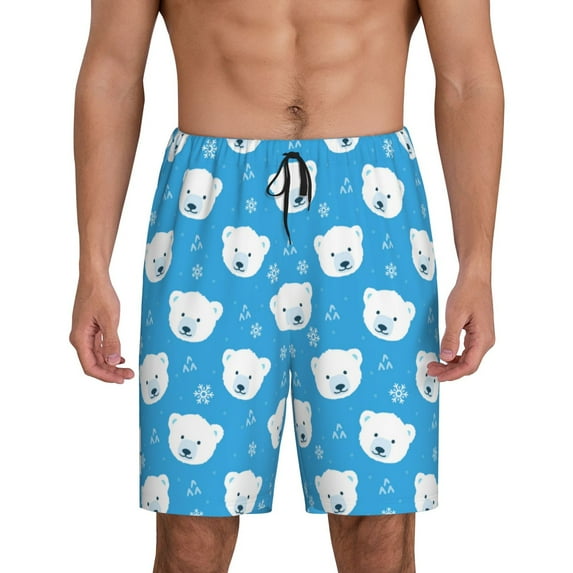 Sikiie Cute Polar Bear Mens Pajama Shorts, Lounge Pant, Men's shorts,Sleep Pj Shorts for Men-Medium
