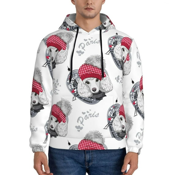 Sikiie Cute Poodle Dog Men's Hoodie, Essentials Hoodie, Sweatshirt, Pullover Hooded Sweatshirt for Men-Small