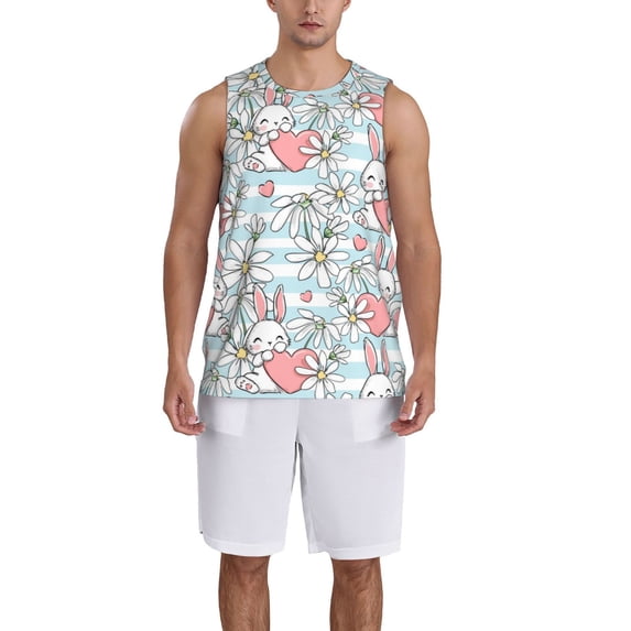 Sikiie Cute Rabbit And Heart Basketball Jersey Reversible Men's Mesh Athletic Sports Shirts Training Practice S-4XLMedium