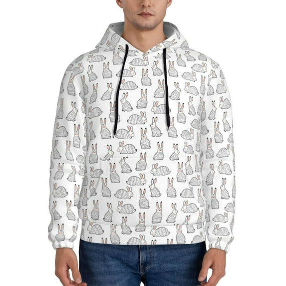Sikiie Cute Rabbit Men's Hoodie, Essentials Hoodie, Sweatshirt, Pullover Hooded Sweatshirt for Men-Small