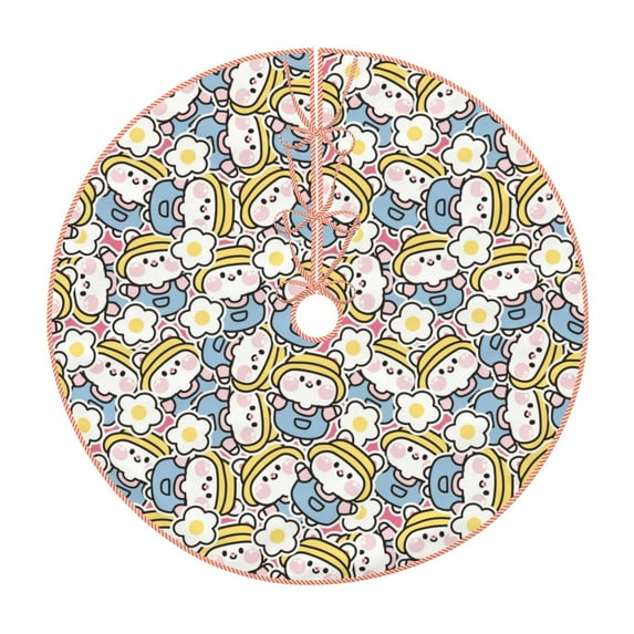 Sikiie Cute Rabbit Nativity Christmas Tree Skirt, Jesus Christian Winter Holiday Tree Mat Decoration(30-48IN)30"