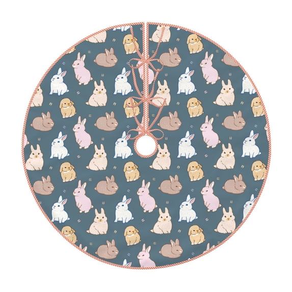 Sikiie Cute Rabbit Nativity Christmas Tree Skirt, Jesus Christian Winter Holiday Tree Mat Decoration(30-48IN)36"