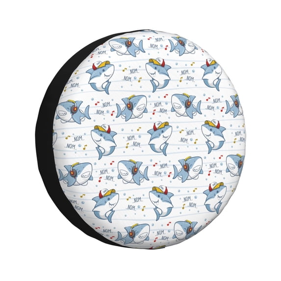 Sikiie Cute Shark PVC Leather Spare Tire Wheel Cover Spare Tire Cover, for Car Truck SUV Camper Trailer Universal Fit(14-17in)-17 inch
