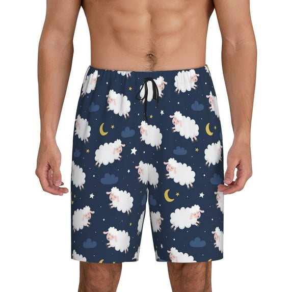 Sikiie Cute Sheep 1 Mens Pajama Shorts, Lightweight Lounge Pant with Pockets Soft Sleep Pj Shorts for Men3X-Large