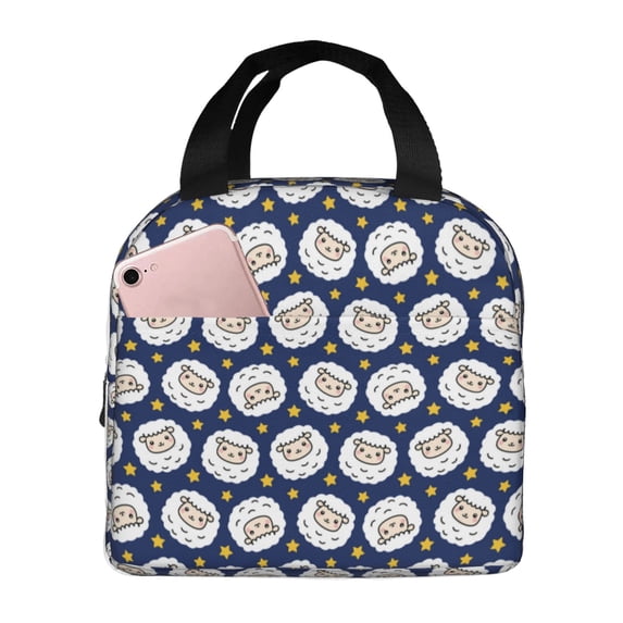 Sikiie Cute Sheep With Star Lunch Bag for Women & Men Adult Insulated Lunch Box, Food Lunch Containers Lunch Tote Bags for Work, Travel, Outdoor