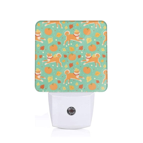 Sikiie Cute Shiba And Pumpkins Led Night Light, Warm White,Cool White Lights for Bathroom,Hallway,Bedroom, Kids Room-US