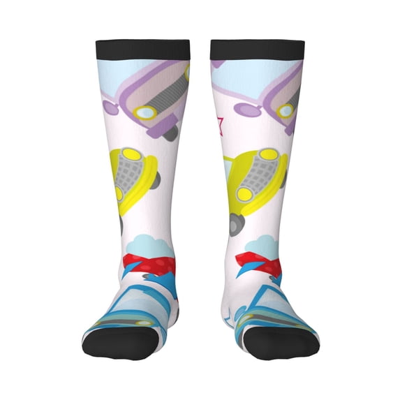 Sikiie Cute Transport Knee Socks, High Socks Long Stretchy Sock Women Knee High Stocking, Long Socks for Women