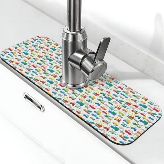 Sikiie Cute Transport Splash Guard for Sink Faucet-1 PC Super Absorbent Fast Drying Mat Sink Gadgets-Splash Guard for Kitchen, Sink Mat