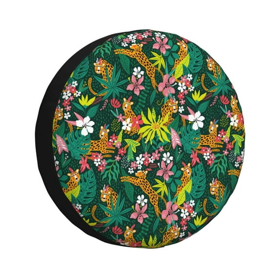 Sikiie Cute Tribal Leopards PVC Leather Spare Tire Wheel Cover Spare Tire Cover, for Car Truck SUV Camper Trailer Universal Fit(14-17in)-14 inch
