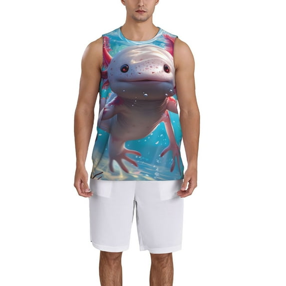 Sikiie Cute Underwater Axolotl Basketball Jersey Reversible Men's Mesh Athletic Sports Shirts Training Practice S-4XLXX-Large