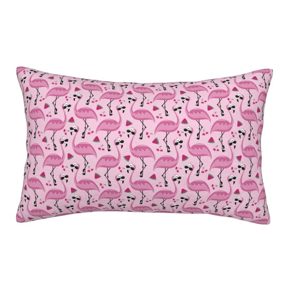 Sikiie Cute Watermelon Flamingo Print Plush Pillow Cover, Wrinkle-proof and Stain-resistant Pillow Protector without Pillow Core, Home Decoration-20"x30"
