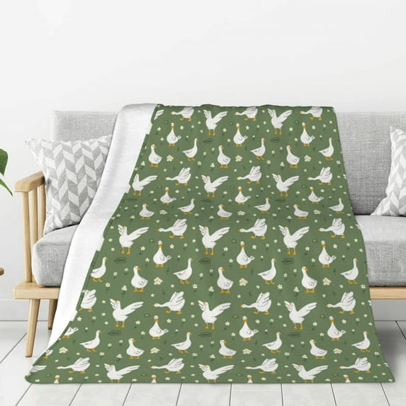 Sikiie Cute goose Print Cozy Flannel Fleece Throw Blanket: Lightweight & Thick for All Seasons - Perfect for Women, Men, & Kids-50"x40"