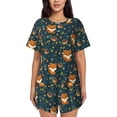 thumbnail image 1 of Sikiie Cute plant fox Womens Pajama Sets Short Sleeve Top With Pants Sleepwear 2 Piece Lounge Set-4X-Large, 1 of 6