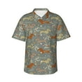 thumbnail image 1 of Sikiie Dachshund Dog Bird Print Men's Hawaiian Shirt, Summer Beach Button Pocket Short Sleeve T-Shirt,X-Large, 1 of 7