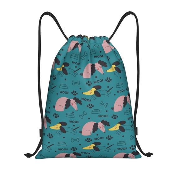 Sikiie Dachshund Dog Drawstring Backpack Drawstring Bags, Draw String Back Bag for Sports, Gym, Travel, Swimming, Beach-Small