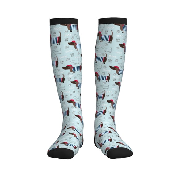 Sikiie Dachshund Dog Puppy 1 Pairs Compression Socks for Men and Women 15-20 mmHg Running Support Socks