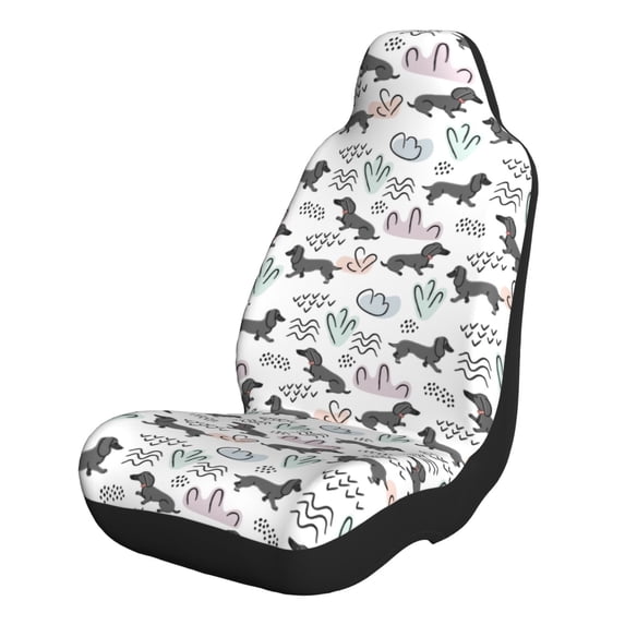 Sikiie Dachshund Dog Puppy Car Seat Covers 2PCs Front Car Seat Covers Universal fit for Most Cars SUVs and Trucks-1