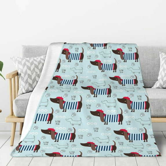 Sikiie Dachshund Dog Puppy Cozy Flannel Fleece Throw Blanket: Lightweight & Thick for All Seasons - Perfect for Women, Men, & Kids"60"x50"
