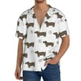 thumbnail image 1 of Sikiie Dachshund Dog Puppy Men's Wrinkle Free Untucked Cuban Shirt Business Casual Button Down Shirts Short Sleeve ShirtSmall, 1 of 5