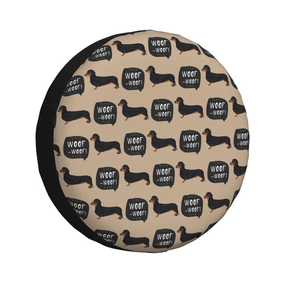 Sikiie Dachshund Dog Woof PVC Leather Spare Tire Wheel Cover Spare Tire Cover, for Car Truck SUV Camper Trailer Universal Fit(14-17in)-15 inch