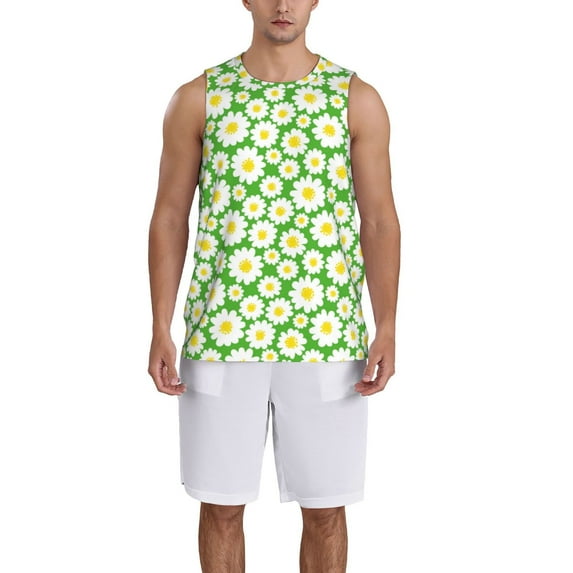 Sikiie Daisies Flowers Basketball Jersey Reversible Men's Mesh Athletic Sports Shirts Training Practice S-4XLLarge