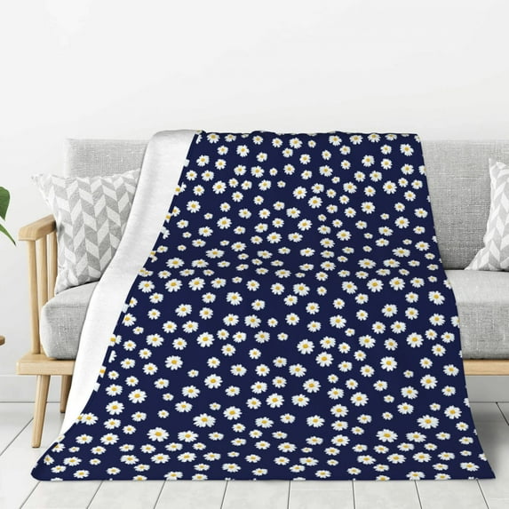 Sikiie Daisies Flowers Cozy Flannel Fleece Throw Blanket: Lightweight & Thick for All Seasons - Perfect for Women, Men, & Kids"80"x60"