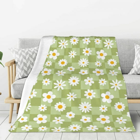 Sikiie Daisies Flowers Cozy Flannel Fleece Throw Blanket: Lightweight & Thick for All Seasons - Perfect for Women, Men, & Kids"80"x60"
