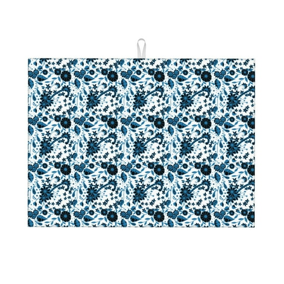 Sikiie Daisies Flowers Dish Drying Mat, Kitchen Counter Mat, Self Drying Mat for Kitchen Counter Dish Drying Pad ,for Dishes, Utensils, Pots and Pans(24" x 18")