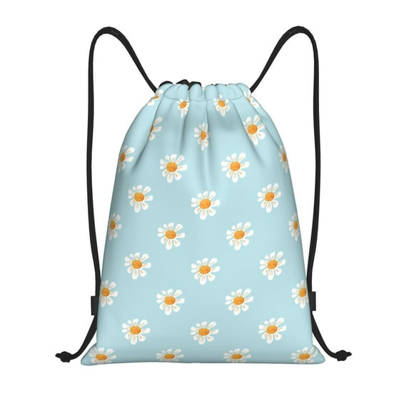 Sikiie Daisies Flowers Drawstring Backpack Drawstring Bags, Draw String Back Bag for Sports, Gym, Travel, Swimming, Beach-Medium