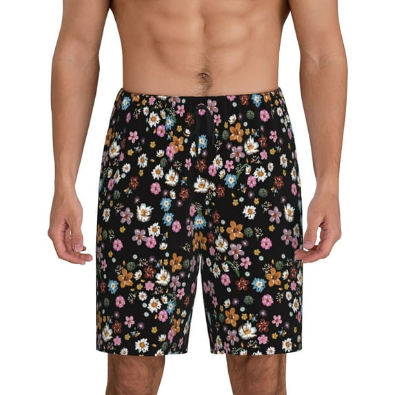 Sikiie Daisies Flowers Mens Pajama Shorts, Lightweight Lounge Pant with Pockets Soft Sleep Pj Shorts for MenMedium