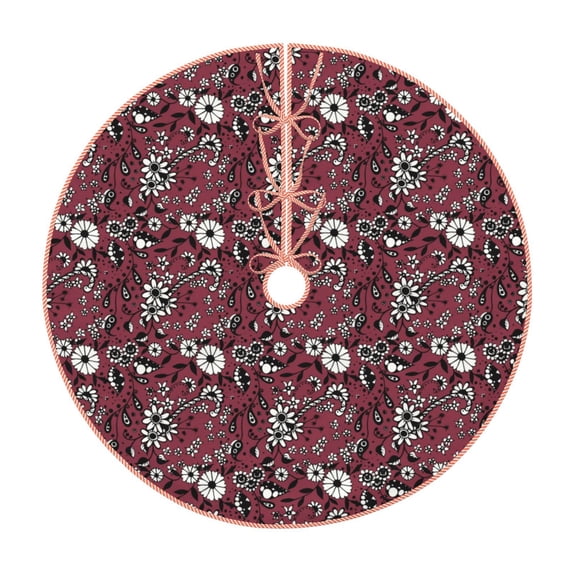 Sikiie Daisies Flowers Nativity Christmas Tree Skirt, Jesus Christian Winter Holiday Tree Mat Decoration(30-48IN)36"