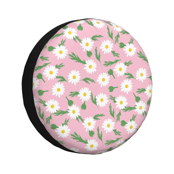Sikiie Daisies Flowers PVC Leather Spare Tire Wheel Cover Spare Tire Cover, for Car Truck SUV Camper Trailer Universal Fit(14-17in)-14 inch
