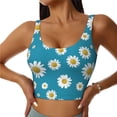 thumbnail image 1 of Sikiie Daisies Flowers Print Strappy Sports Bra for Women Padded Push Up Sports Bra Athletic Running Sports Bra Workout Bra Yoga Bra, 1 of 5