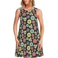 thumbnail image 1 of Sikiie Daisies Flowers Print Women's Sleeveless Dress with Pockets Round Neck Sundress, Suitable for Daily, Office, Vacation Summer Wear, 1 of 7