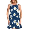 thumbnail image 1 of Sikiie Daisies Flowers Print Women's Sleeveless Dress with Pockets Round Neck Sundress, Suitable for Daily, Office, Vacation Summer Wear, 1 of 7