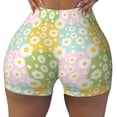 thumbnail image 1 of Sikiie Daisies Flowers Print Workout Shorts Women Scrunch Butt Gym Shorts Seamless High Waist Tummy Control Yoga Biker Athletic Shorts, 1 of 5
