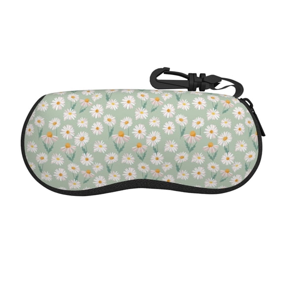 Sikiie Daisies Flowers Sunglasses Soft Case Neoprene Zipper Eyeglass Case, Zipper Portable Spectacle Cases for Men Women